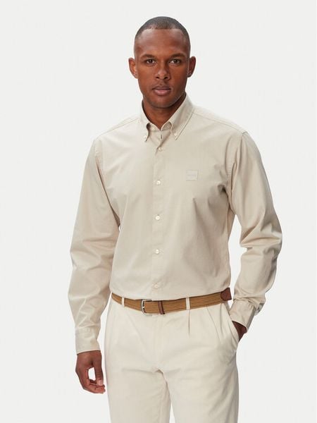 BOSS Koszula Ricoplus_M 50565626 Beżowy jasny Regular Fit. Brązowe koszule Boss, l, bez wzorów, z bawełny, bez kołnierzyka, bez ramiączek. Za 449.99 zł.