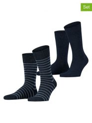 ESPRIT Skarpety (2 pary) "Fine Stripe" w kolorze granatowym rozmiar: 43-46. Niebieskie skarpety Esprit, bez wzorów. Za 38.45 zł.
