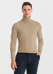 PAKO LORENTE - Golf męski w beżowym kolorze. Brązowe golfy Pako Lorente, l, bez wzorów, z nylonu, bez ramiączek. Za 119.99 zł.