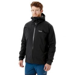 Kurtka przeciwdeszczowa męska Rab Downpour Plus 2.0 Jacket z kapturem. Niebieskie kurtki RAB, m, bez wzorów, z kapturem. Za 599.99 zł.