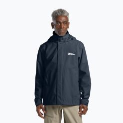 Kurtka przeciwdeszczowa męska Jack Wolfskin Trailtime 2L. Niebieskie kurtki Jack Wolfskin, l, bez wzorów, z materiału, bez kaptura. Za 479.99 zł.