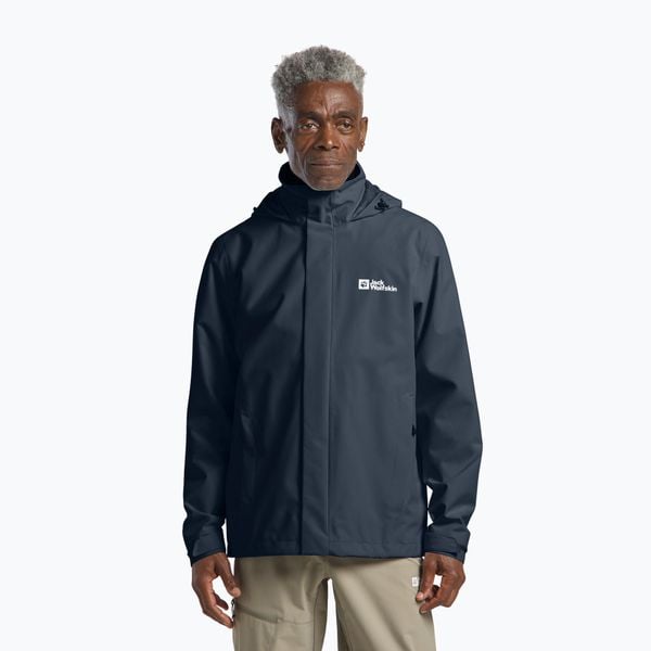 Kurtka przeciwdeszczowa męska Jack Wolfskin Trailtime 2L. Niebieskie kurtki Jack Wolfskin, l, bez wzorów, z materiału, bez kaptura. Za 479.99 zł.