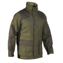 Kurtka przeciwdeszczowa outdoor SOLOGNAC 500. Brązowe kurtki SOLOGNAC, l, bez wzorów, z materiału, bez kaptura. W wyprzedaży za 199.99 zł.