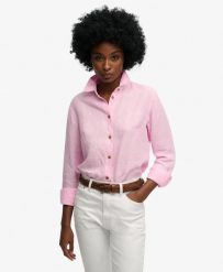Superdry Premium lniana koszula Boyfriend. Czerwone koszule Superdry, na lato, uniwersalny, bez wzorów, ze lnu, bez kołnierzyka, bez ramiączek. Za 387.20 zł.