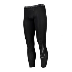 Legginsy męskie Nike z czarnego poliestru. Białe legginsy długie sportowe Nike, m, bez wzorów, z poliesteru, do piłki nożnej, dri-fit (nike). Za 135.18 zł.