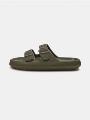 Klapki z paskami i sprzączkami - zielony. Zielone klapki Sinsay. Za 39.99 zł.