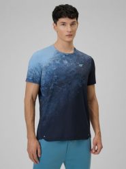 4F Koszulka treningowa regular szybkoschnąca męska - niebieska M. Niebieskie t-shirty 4F, m, bez wzorów, ze skóry, bez kołnierzyka, bez ramiączek. Za 139.99 zł.