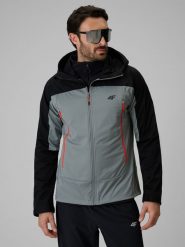 4F Kurtka softshell wiatroodporna membrana 8000 męska - czarna M. Czarne kurtki 4F, l, bez wzorów, ze skóry, bez kaptura. Za 399.99 zł.