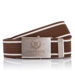 Pasek parciany PAOLO PERUZZI PW-01-95 CM brązowy. Brązowe paski Paolo Peruzzi, bez wzorów, z materiału. Za 32.30 zł.
