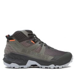 Trekkingi Mammut. Zielone botki sznurowane Mammut, bez wzorów, z gore-texu, bez obcasa, bez zapięcia. Za 899.99 zł.