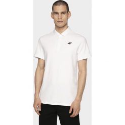 Koszulka polo męska TSM308 - biały. Białe koszulki polo 4F, m, bez wzorów, z bawełny, bez kołnierzyka, bez ramiączek. Za 79.99 zł.