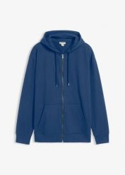 Bluza rozpinana z kapturem, luźny krój. Niebieskie bluzy bonprix, l, bez wzorów, z kapturem. Za 109.99 zł.