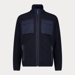 Bluza męska turystyczna CMP 34H0587. Niebieskie bluzy CMP, m, bez wzorów, bez kaptura. Za 340.00 zł.