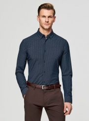 PAKO LORENTE – Koszula męska we wzór geometryczny. Koszule Pako Lorente, na wiosnę, l, bez wzorów, z elastanu, bez kołnierzyka, bez ramiączek. Za 299.99 zł.