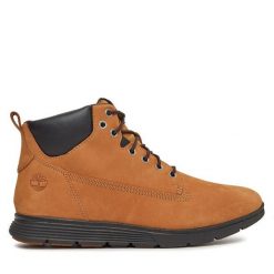Trzewiki Timberland. Żółte botki sznurowane Timberland, bez wzorów, bez obcasa, bez zapięcia. Za 649.99 zł.