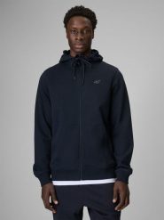 4F Bluza dresowa regular z kapturem męska - granatowa XL. Niebieskie bluzy z kapturem 4F, m, bez wzorów, z dresówki, z kapturem. Za 169.99 zł.