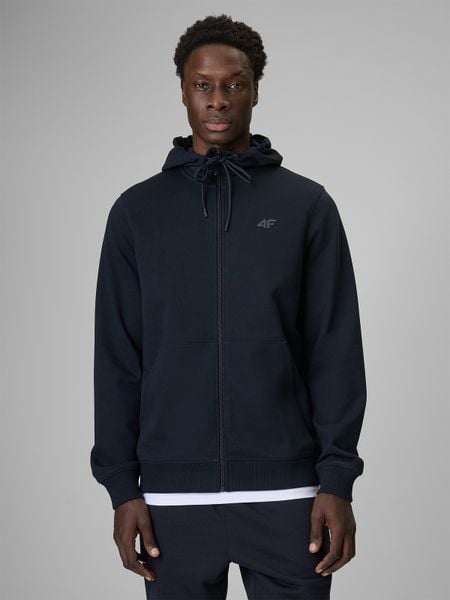 4F Bluza dresowa regular z kapturem męska - granatowa XL. Niebieskie bluzy z kapturem 4F, m, bez wzorów, z dresówki, z kapturem. Za 169.99 zł.
