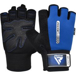 Rękawiczki fitness W1 - Z otwartymi palcami - Niebieski – M. Niebieskie rękawiczki RDX SPORTS, bez wzorów, z bawełny. Za 300.20 zł.