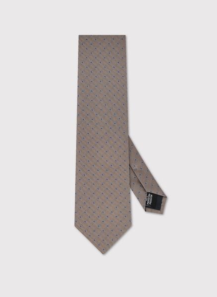 PAKO LORENTE – Beżowy krawat w mikrowzór. Brązowe krawaty i muchy Pako Lorente, bez wzorów, z poliesteru. Za 99.99 zł.