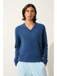 AUTHENTIC CASHMERE Kaszmirowy sweter "Victor" w kolorze niebieskim rozmiar: XXL. Niebieskie swetry nierozpinane AUTHENTIC CASHMERE, na lato, xxl, bez wzorów, z kaszmiru, bez kołnierzyka, bez ramiączek. Za 608.99 zł.