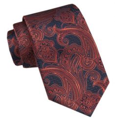 Modny Krawat Męski - Alties - Duży, Miedziany, Orientalny Wzór. Brązowe krawaty i muchy Alties, bez wzorów, z tkaniny. Za 49.00 zł.