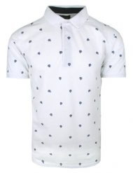 Koszulka Polo, Męska - Pako Jeans - Biała, Wzór w Drobne Balony. Białe koszulki polo Pako Jeans, l, bez wzorów, z bawełny, bez kołnierzyka, bez ramiączek. Za 115.00 zł.