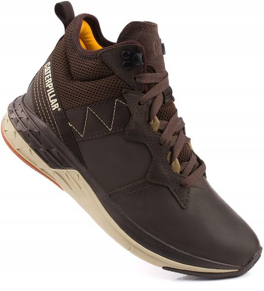 Męskie buty sportowe wysokie Caterpillar Cityrogue Mid P110522. Brązowe buty turystyczne CATerpillar, na zimę, bez wzorów, z gumy, bez zapięcia, trekkingowe. Za 329.00 zł.