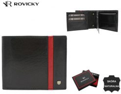 Portfel skórzany Rovicky 22321-RVTP czarny. Czarne portfele ROVICKY, bez wzorów. Za 101.99 zł.