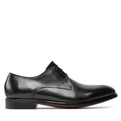Półbuty Lord Premium. Czarne eleganckie półbuty Lord Premium, bez wzorów, bez obcasa, bez zapięcia. Za 989.99 zł.