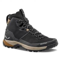 Buty trekkingowe męskie Salewa Puez Knit Mid Powertex. Czarne buty trekkingowe Salewa, bez wzorów, z materiału, za kostkę, bez zapięcia, trekkingowe. Za 1,312.00 zł.