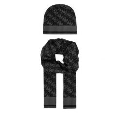 Zestaw Szalik i Czapka Guess. Czarne czapki zimowe Guess, z aplikacjami. Za 369.99 zł.