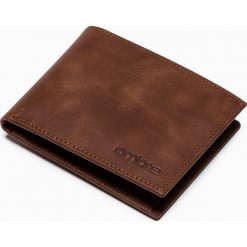 Portfel męski skórzany - brązowy A607 - uniwersalny. Brązowe portfele Ombre Clothing, bez wzorów, z materiału. Za 119.99 zł.