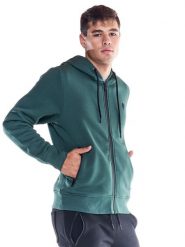 Bluza z kaptur na outdoor na co dzień. Zielone trekkingi LEONE 1947 APPAREL, bez wzorów, bez zapięcia. Za 168.36 zł.