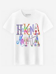 WOOOP Koszulka "Hakuna Matata" w kolorze białym rozmiar: L. Białe bezrękawniki Wooop, l, bez wzorów, z bawełny, bez kołnierzyka, bez ramiączek. Za 70.24 zł.