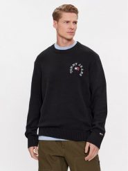 Tommy Jeans Sweter Arched Graphic DM0DM16784 Czarny Relaxed Fit. Czarne swetry rozpinane Tommy Jeans, m, bez wzorów, z bawełny, bez kołnierzyka, bez ramiączek. Za 319.99 zł.