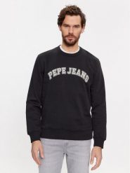 Pepe Jeans Bluza Raven PM582555 Czarny Regular Fit. Czarne bluzy Pepe Jeans, m, bez wzorów, z bawełny, bez kaptura. Za 239.99 zł.