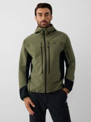 4F Kurtka softshell wiatroodporna męska - khaki L. Brązowe kurtki 4F, l, bez wzorów, z materiału, bez kaptura. Za 399.99 zł.