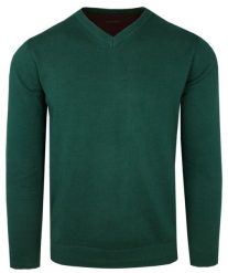 Męski Sweter z Dekoltem w Serek (V-Neck) - Alties - Zieleń Butelkowa. Zielone swetry rozpinane Alties, l, bez wzorów, z bawełny, bez kołnierzyka, bez ramiączek. Za 159.00 zł.