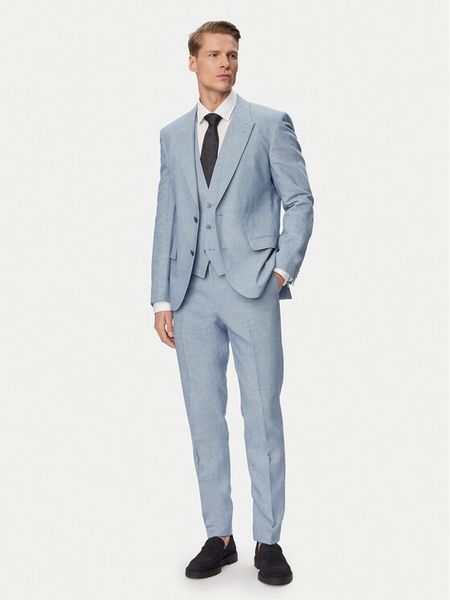 HUGO Garnitur Henry 50559672 Niebieski Slim Fit. Niebieskie garnitury Hugo, m, bez wzorów, z bawełny. Za 2,208.99 zł.