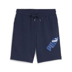 Spodenki sportowe męskie Puma POWER GRAPHIC 9 TR 67896514. Niebieskie krótkie spodenki sportowe Puma, l, bez wzorów, z bawełny. Za 113.71 zł.