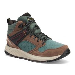 Buty turystyczne męskie Merrell Wildwood Mid Ltr Wp. Brązowe buty sportowe casual Merrell, bez wzorów, bez zapięcia. Za 479.99 zł.