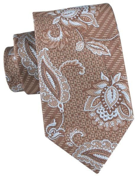 Elegancki Krawat Chattier - Jasny Brąz w Kwiaty. Krawaty i muchy Chattier, bez wzorów, z tkaniny. Za 55.00 zł.
