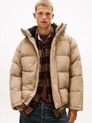 Tommy Jeans Męska kurtka puchowa Mężczyźni Sztuczne włókno brązowy jednolity, XXL. Brązowe kurtki Tommy Jeans, m, bez wzorów, z jeansu, bez kaptura. Za 1,199.95 zł.