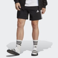 Szorty męskie adidas Essentials French Terry 3-Stripes. Czarne krótkie spodenki sportowe Adidas, m, bez wzorów, z bawełny. Za 126.99 zł.