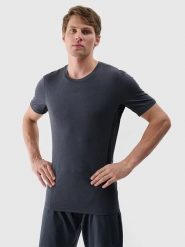 4F Koszulka sportowa w kolorze antracytowym rozmiar: M. Czarne t-shirty sportowe 4F, bez wzorów, z materiału, bez ramiączek, outdoorowe. Za 75.16 zł.