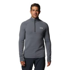 Polar 1/4 zip rozciągliwy Mountain Hardwear Polartec® Power Pro. Szare bluzy z polaru MOUNTAIN HARDWEAR, na zimę, bez wzorów, z polaru, bez kaptura. W wyprzedaży za 510.20 zł.