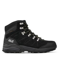 Trekkingi Jack Wolfskin. Czarne botki sznurowane Jack Wolfskin, bez wzorów, bez obcasa, bez zapięcia. Za 559.99 zł.