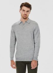 PAKO LORENTE – Męski szary sweter z kołnierzykiem polo. Szare swetry nierozpinane Pako Lorente, na zimę, m, bez wzorów, z poliamidu, bez kołnierzyka, bez ramiączek. Za 149.99 zł.