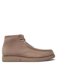 Calvin Klein Trzewiki HM0HM01582 Beżowy. Brązowe botki sznurowane CALVIN KLEIN, bez wzorów, ze skóry, bez obcasa, bez zapięcia. Za 799.99 zł.