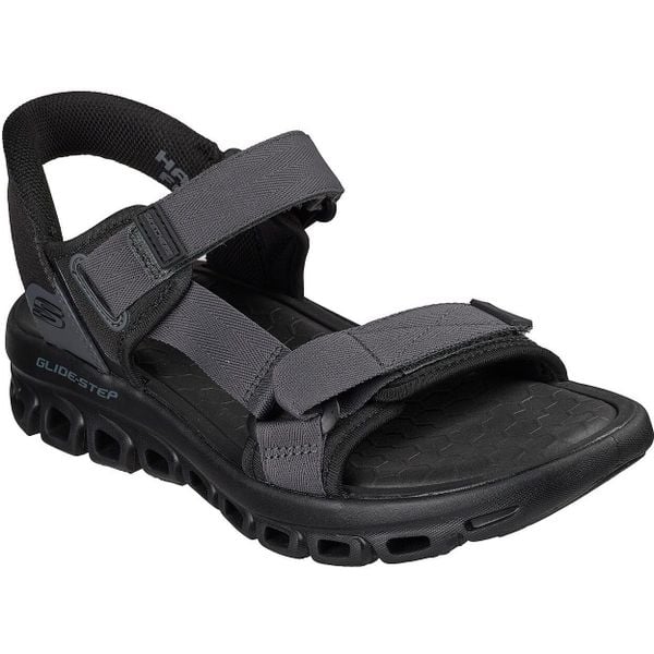 Sandały męskie Skechers Glide Step Sandal dovah. Czarne sandały Skechers, z materiału, bez zapięcia. Za 490.00 zł.